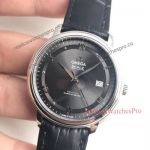 Best Replica Omega De Ville Gray Dial Watch Black Leather Band For Sale